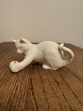 Vintage Lenox China Jewels Collection Cat Kitten Playing with Jeweled Ball